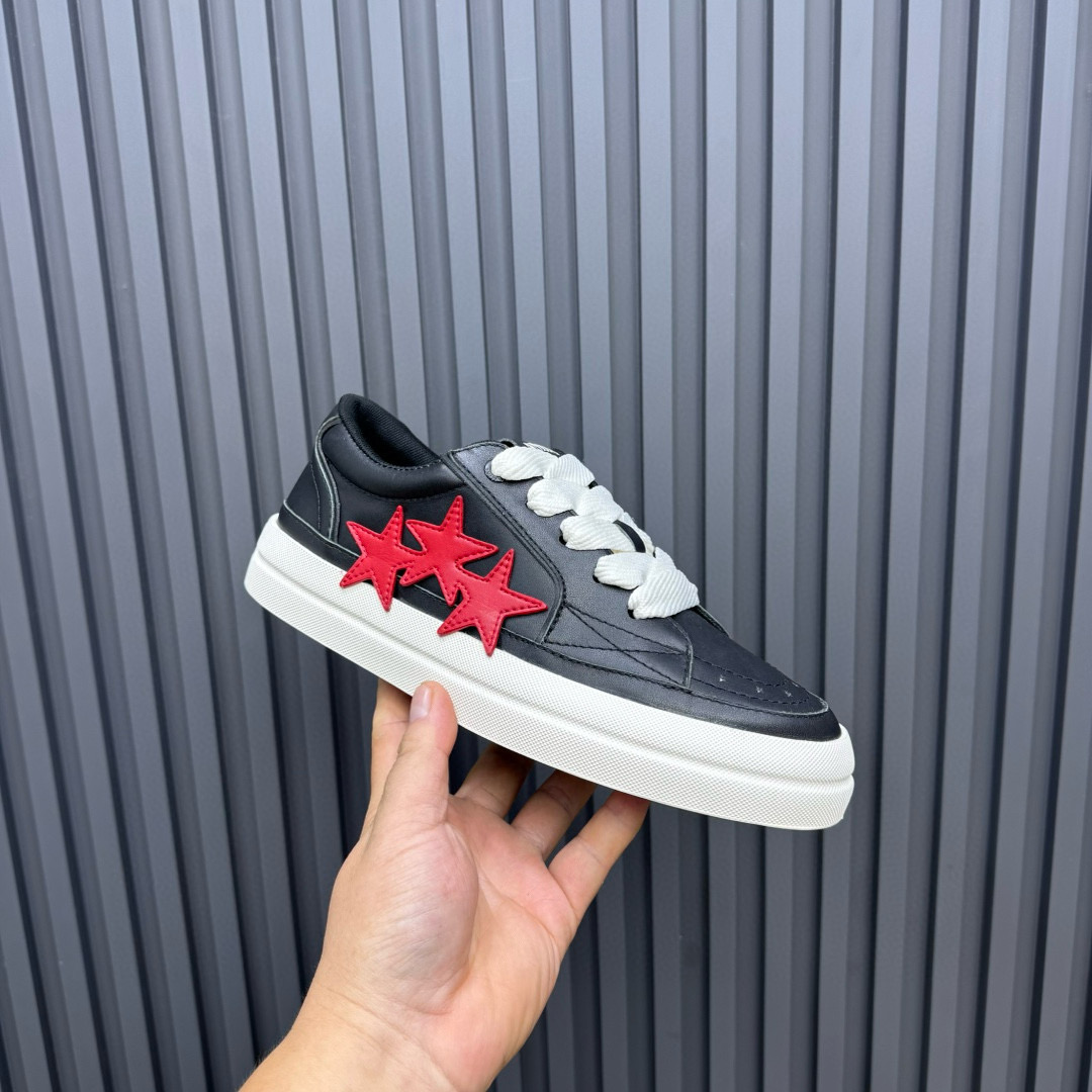 2024 Unisex Amiri Black Red Leather Sneakers MJ00300