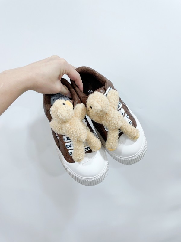 2025 Women 13DE MARZO Brown White Leather Plush Toy Sneakers KFY00300