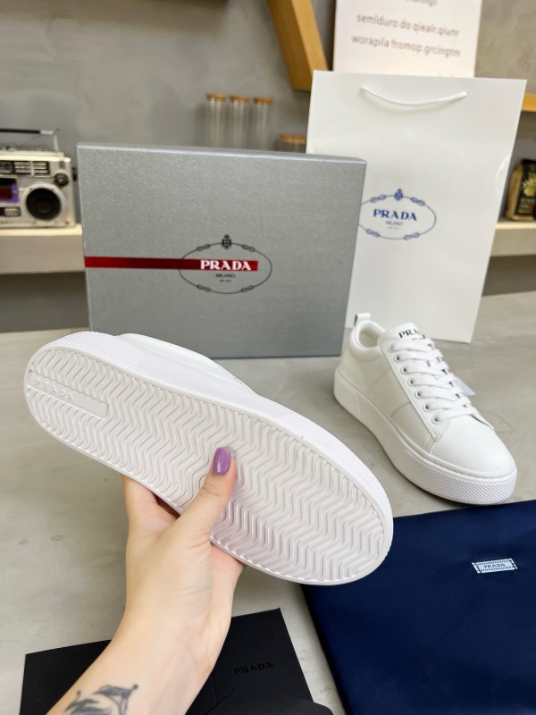 2024 Unisex Prada White Leather Sneakers MJ00310
