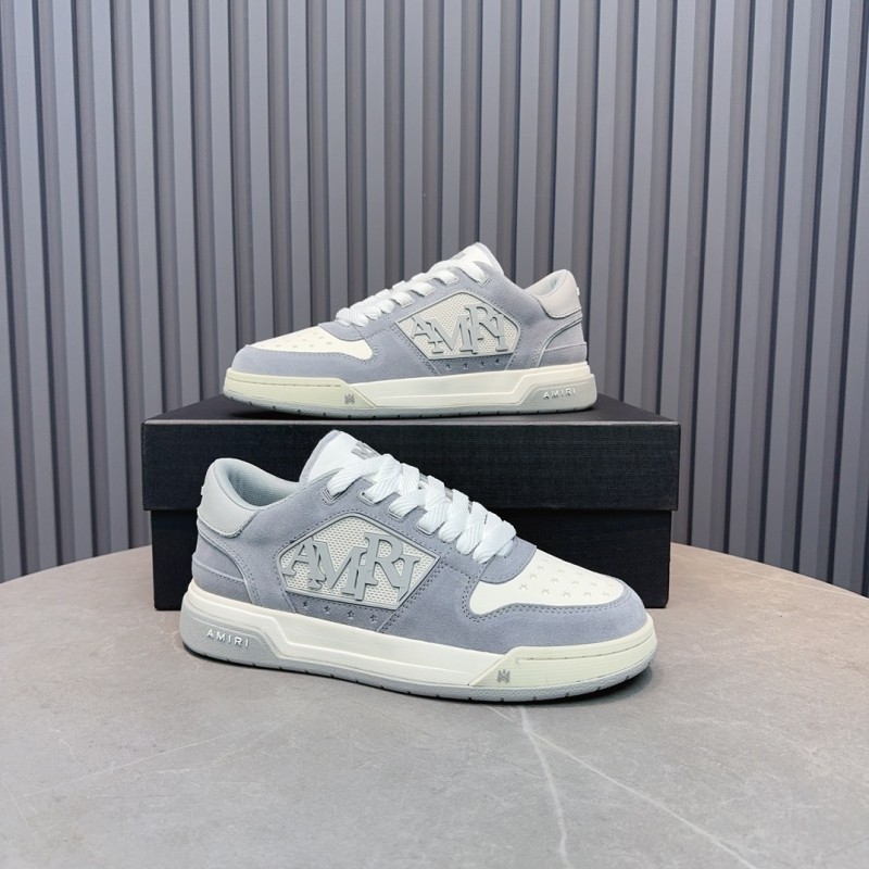 2025 Unisex Amiri White Grey Leather Suede Sneakers MJ00360
