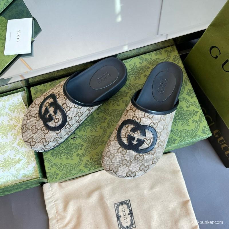 2024 Slippers Gucci beige black fabric mule MJ00280