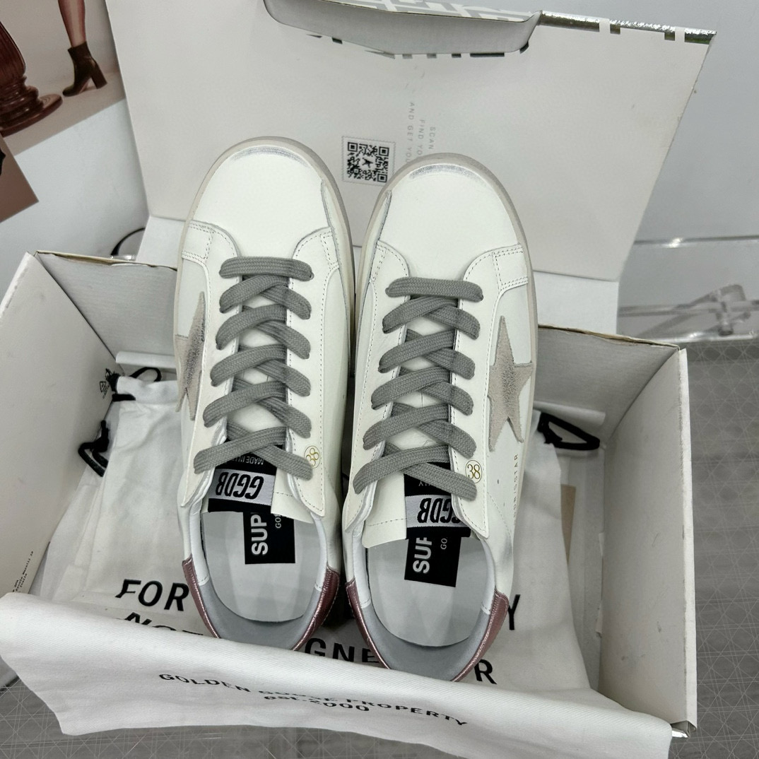 2025 Women GGDB White Grey Pink Leather Suede Sneakers