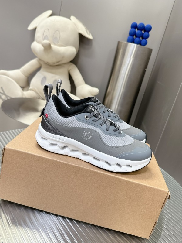 2025 Women Loewe Grey Mesh Leather Sneakers CloudTec Phase