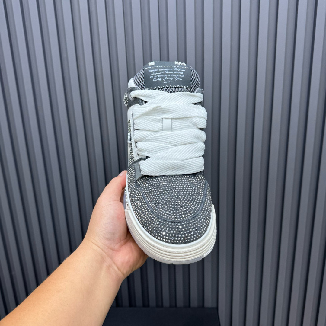 2024 Unisex Amiri Black White Leather Suede Sneaker MJ00410