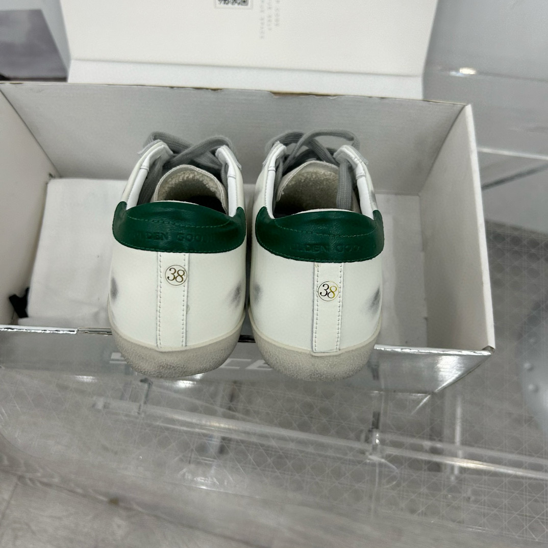 2025 Unisex GGDB White Green Leather Sneakers