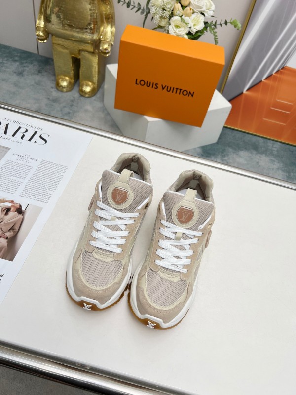 2025 Unisex Louis Vuitton Pink White Black Blue Apricot Leather Tech Fabric Sneakers Monogram Flower LY00340