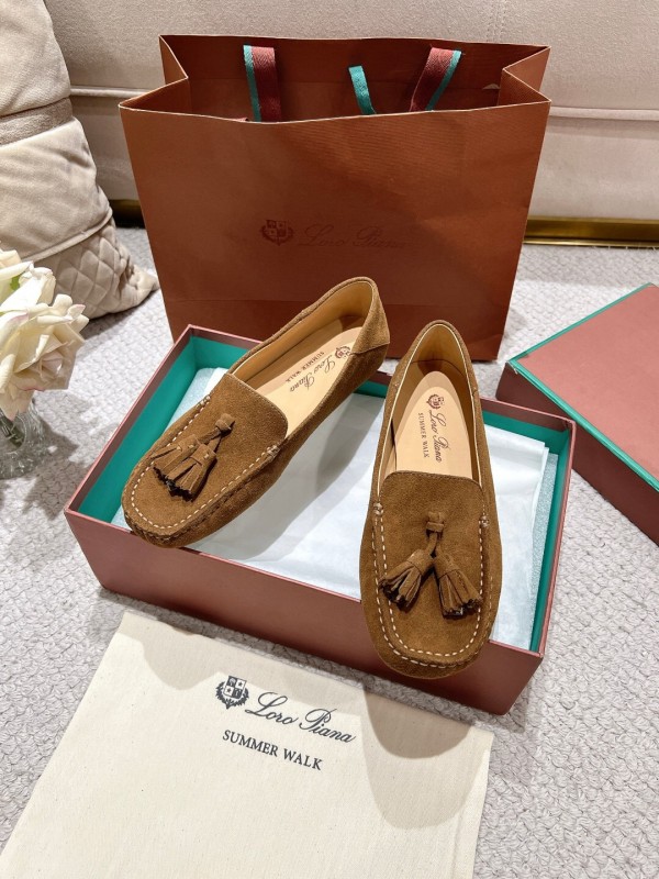 2025 Women LP Brown Suede Loafers Tassel LY00291