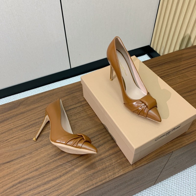 2025 Women Gianvito Rossi Brown Leather High Heels KFY00300
