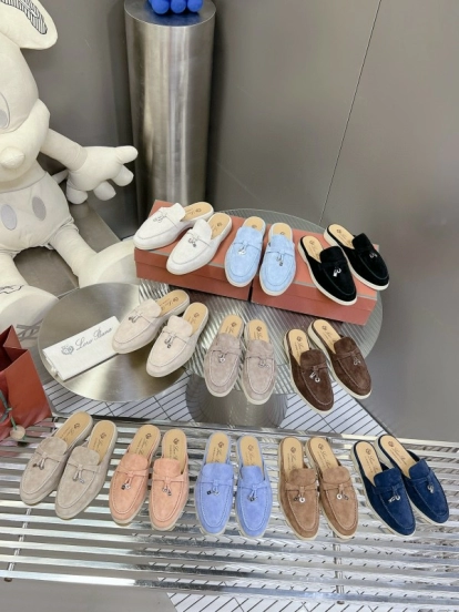 2024 Slippers LP White Beige Blue Black Suede Loafers
