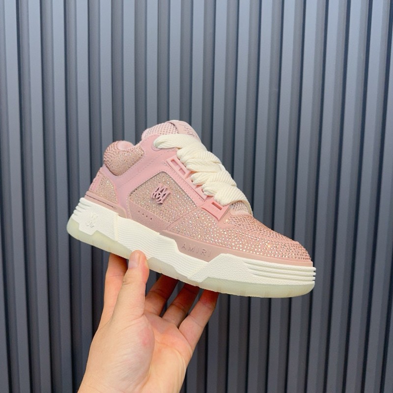 2024 Women Amiri pink mesh leather sneakers MJ00410