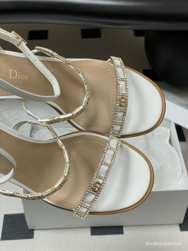Dior D-lssime Heeled Sandals with Crystal Embellishments and Cross Straps - 2025SS