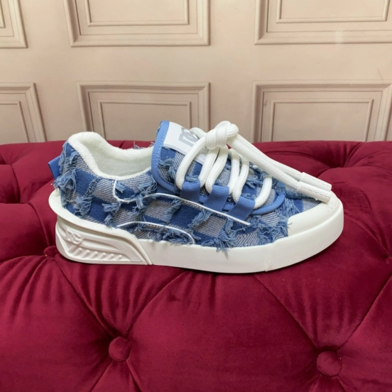 2024 Women Dolce & Gabbana Blue Denim Canvas Sneakers