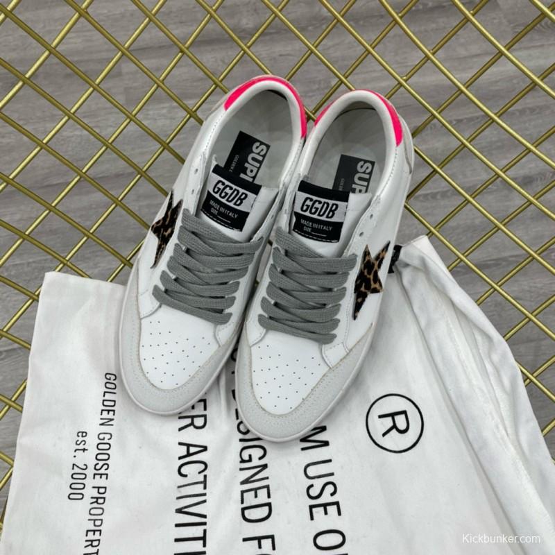 2024 Unisex GGDB White Pink Leopard Print Leather Suede Low Top Sneakers MJ00260