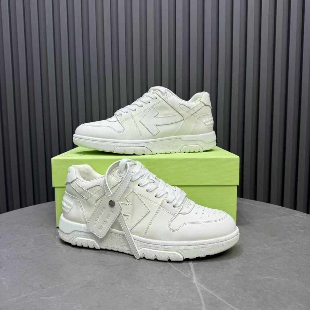 2025 Unisex Off-White White Leather Sneakers KFY00320