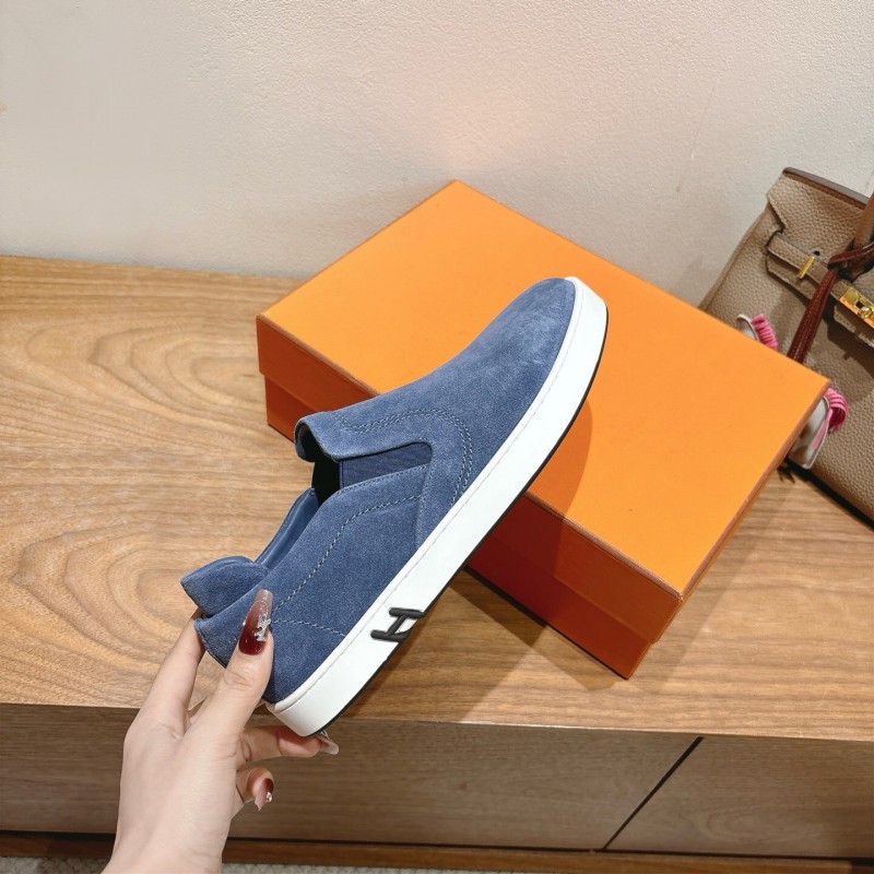 2025 Unisex Hermès Blue Suede Slip-On Sneaker AS00380