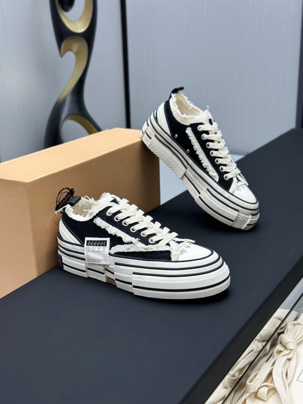 2025 Unisex XVESSEL Black White Canvas Plimsolls Vulcanized Shoes AS00240