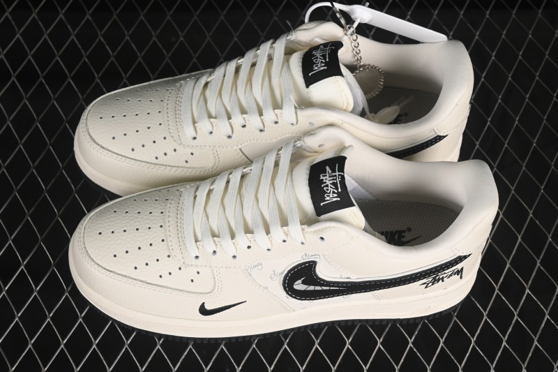 Nike Air Force 1 '07 Low Stussy Collaboration White Gray Casual Sneakers - KK1988-093