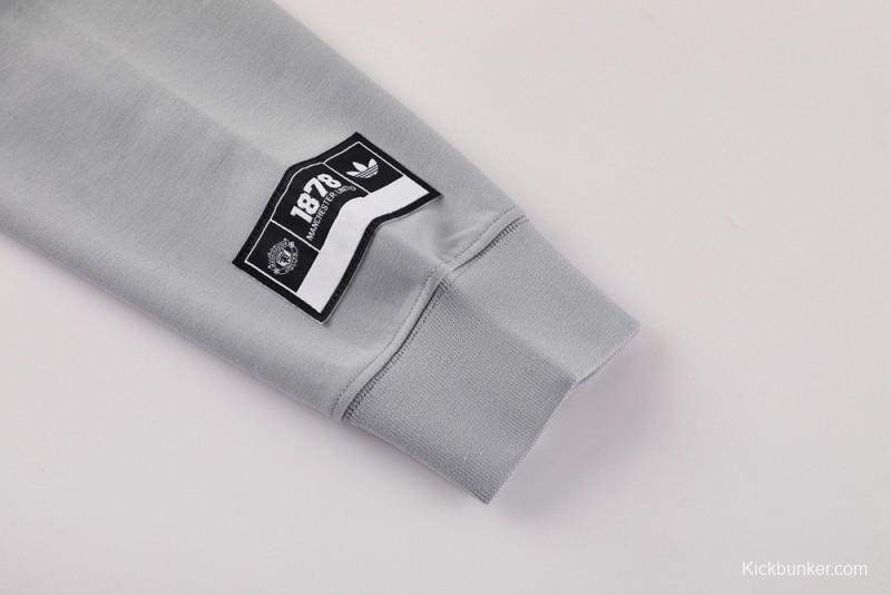 25/26 Manchester United Hooide Grey Full Zipper Jacket + Long Pants