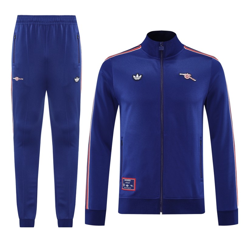 25/26 Arsenal Blue with Red & White Stripes Full Zipper Jacket +Long Pants