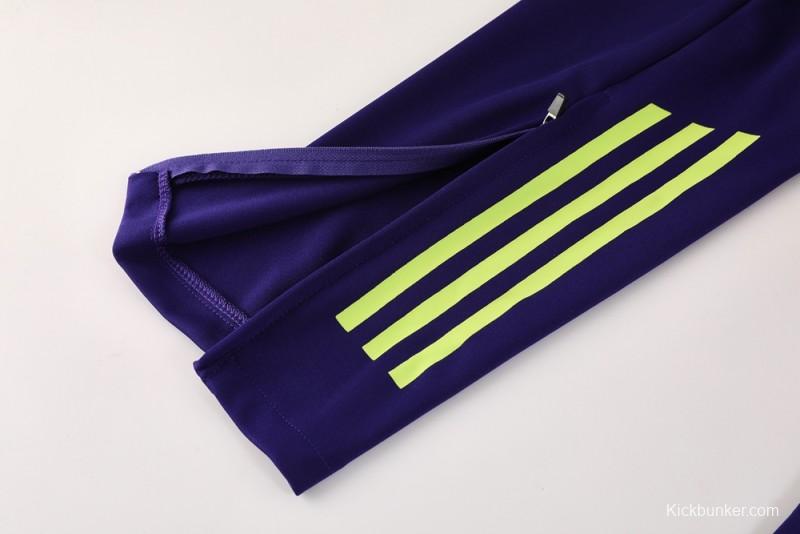 2025 Adidas Purple/Neon Green Half Zipper Jacket +Long Pants