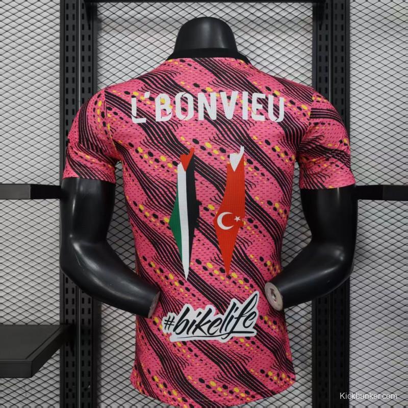 Player Version 25/26 Palestine Pink with Geometric Wave Pattern Jersey