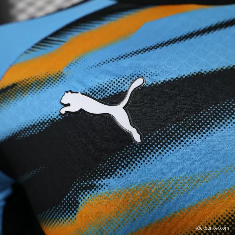 Player Version 25/26 Olympique de Marseille Blue with Orange Gradient Stripe Jersey