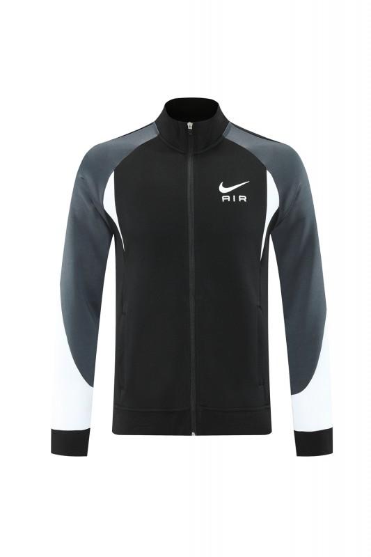 2025 Nike Air Black Tracksuit Set with Gray and White Accents Full Zipper Jacket + Long Pants