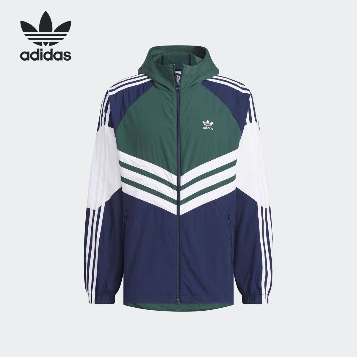 2025 Adidas Original Navy/Green White Windbreaker