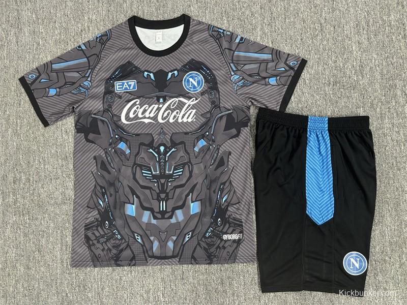 25/26 Kids Napoli Black Grey Camouflage Short Sleeve+Soccer Shorts