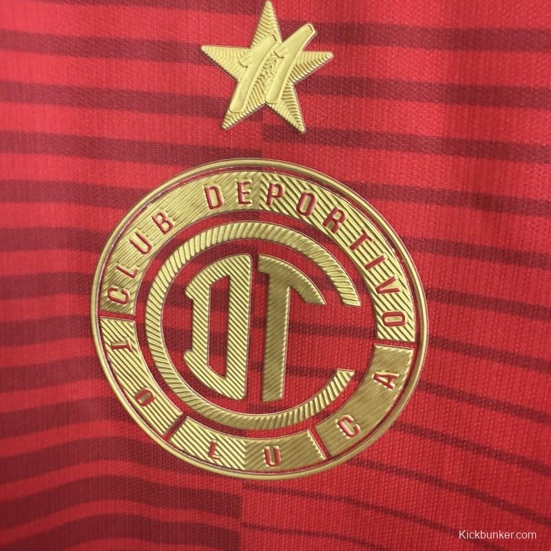 Player Version 25/26 Deportivo Toluca FC Red Home Long Sleeve Jersey