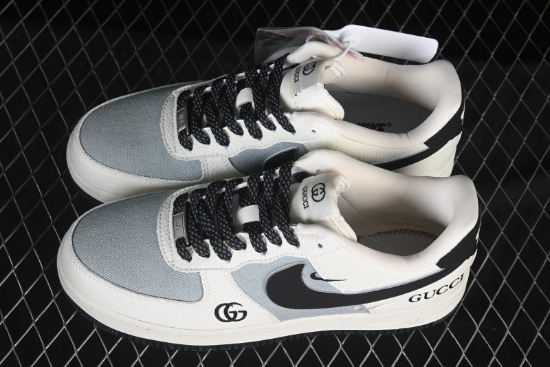 Nike Air Force 1'07 Low Gucci Collaboration White Gray Black Casual Sneakers - YF9511-808