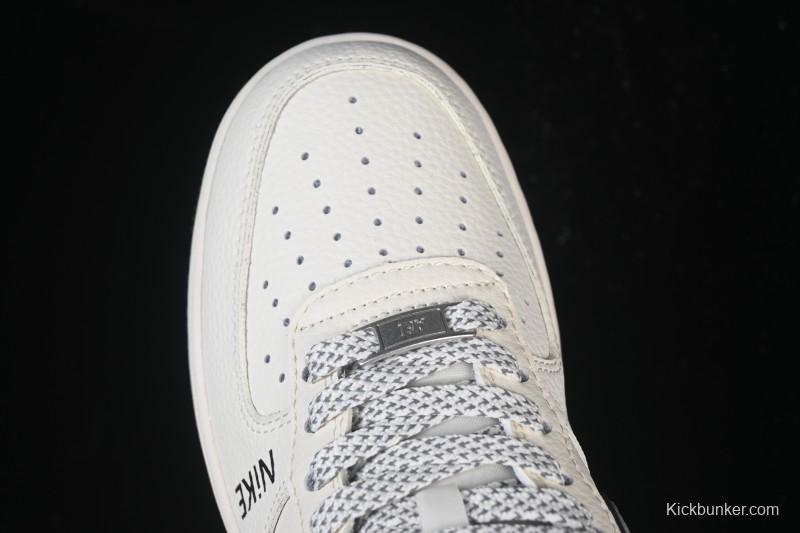 Nike Air Force 1'07 Low Beige Gray Black Letter Casual Sneakers - JS8028-018