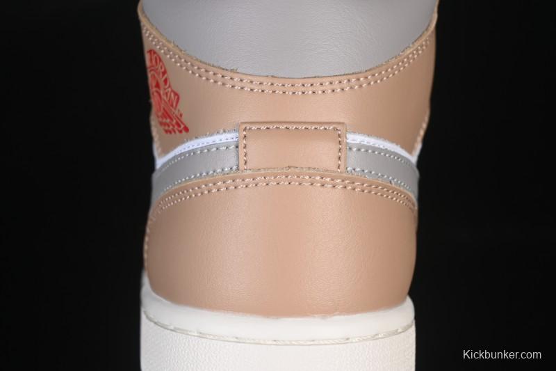 Nike Air Jordan 1 Mid AJ1 White Wheat Mid-Top Casual Sneakers - DQ8426-200