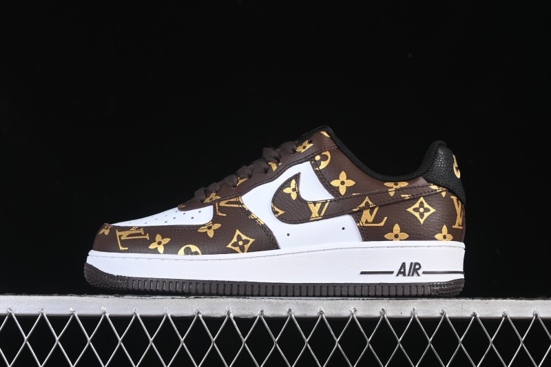 Nike Air Force 1 '07 Low LV Collaboration Classic White Brown Casual Sneakers - CZ3986-004