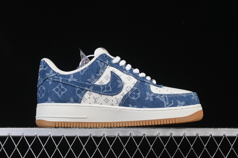 Nike Air Force 1 '07 Low LV Collaboration White Navy Blue Casual Sneakers - YF9511-813