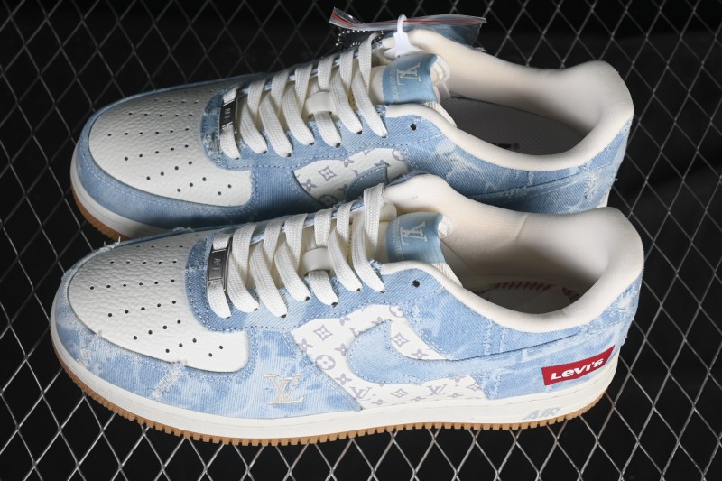 Nike Air Force 1 '07 Low Levi's White Light Blue Casual Sneakers - YF9511-814