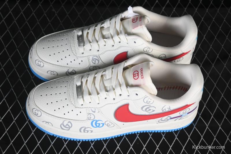 Nike Air Force 1'07 Low Gucci Collaboration White Red Blue Low-Top Casual Sneakers - SC0601-572