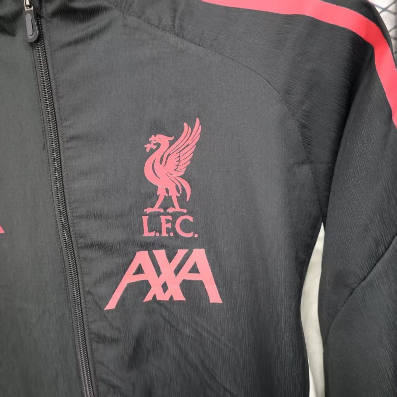 25/26 Liverpool Black Windbreaker (with Inner Lining)