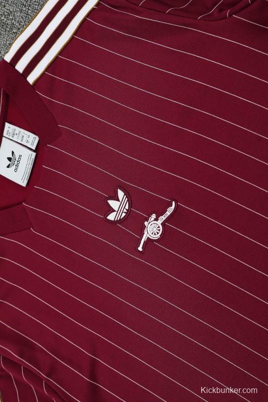 25/26 Arsenal Adidas Original Wine Short Sleeve Jersey+Shorts
