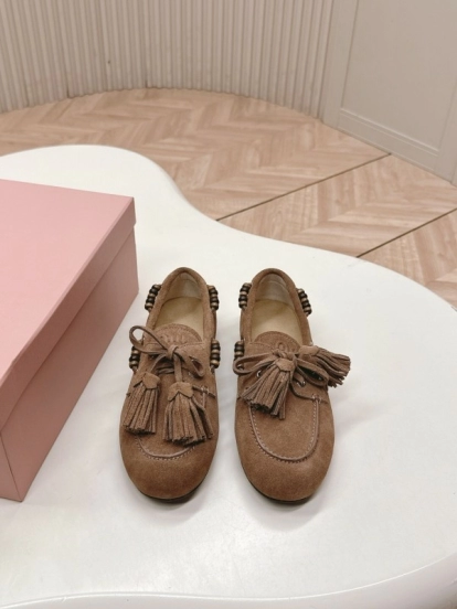 Miu Miu Fall/Winter 2025 Tassel Loafer Mule with Bead Accents - LY00330