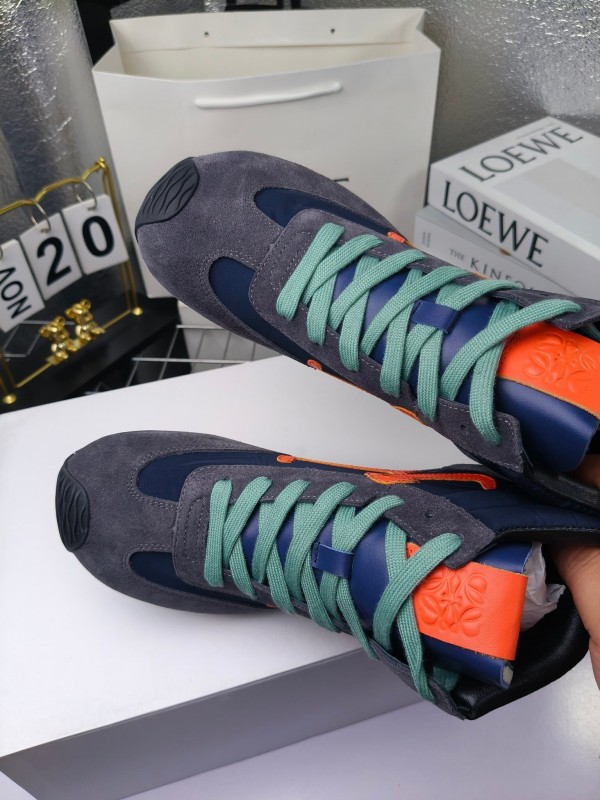 LOEWE High-Top German Training Sneakers Retro Fashion Casual White Shoes - LY00330