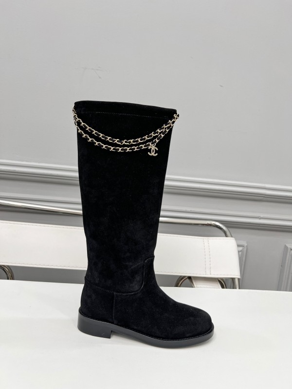Chanel 2025 SS Quilted Leather Chain CC Logo Flat Ankle Boots - LY00510