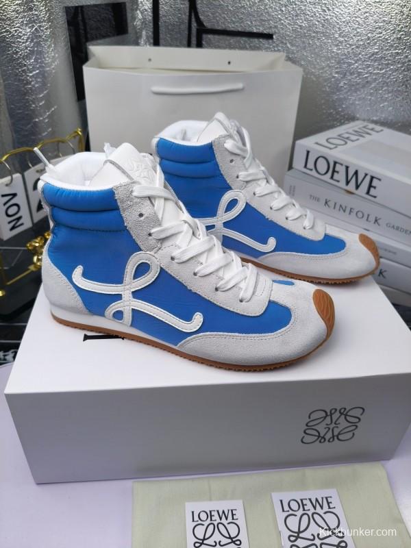 LOEWE High-Top German Training Sneakers Retro Fashion Casual White Shoes - LY00330