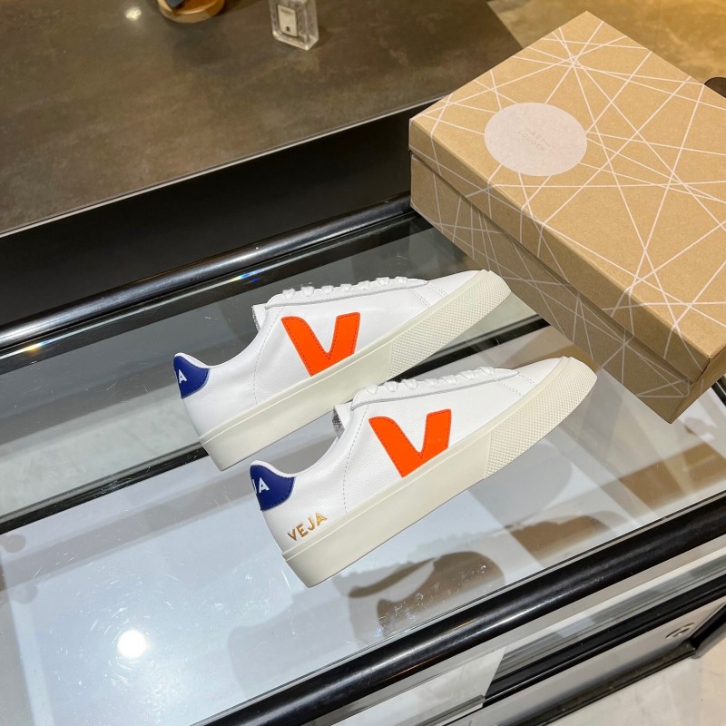 VEJA Classic White Sneakers V Logo Lace-Up Retro Flat Thick Sole Casual Sports Shoes - LY00220