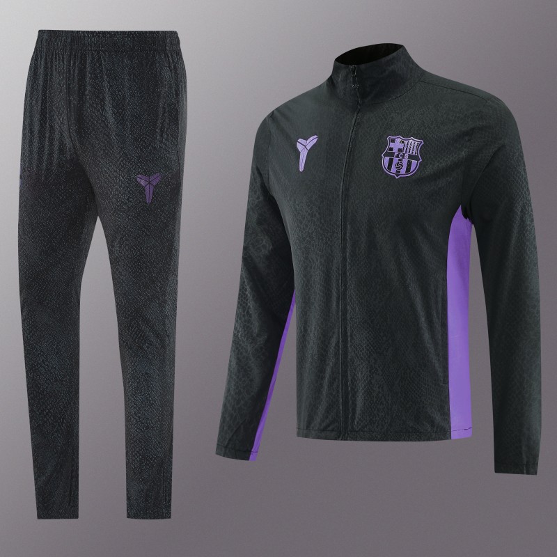 25/26 Barcelona Black S-3XL Half Zipper Jacket+Long Pants