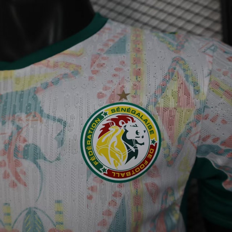25/26 Player Version  Senegal Away White with African Traditional Pattern Jersey