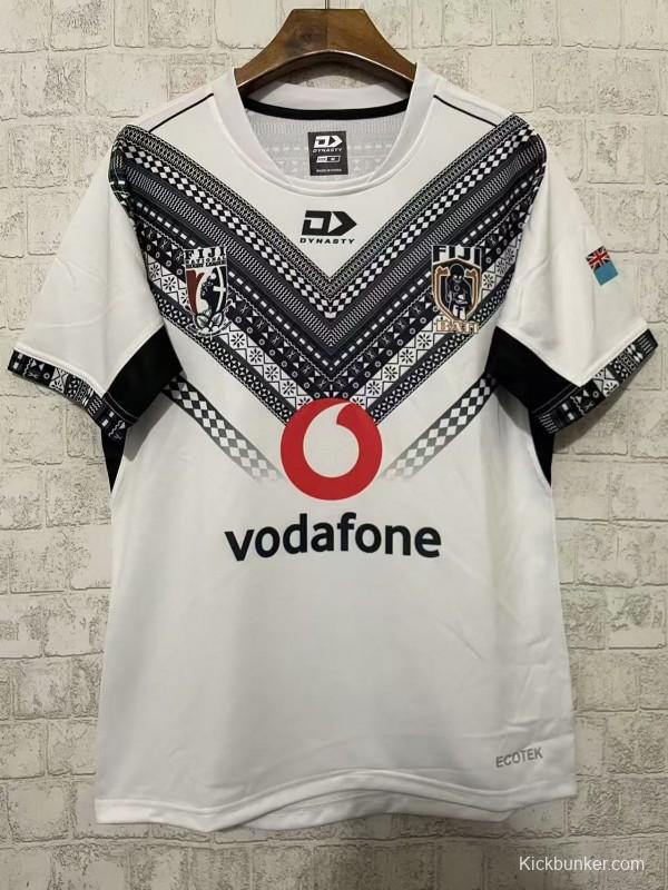2026 Fiji Warriors White with Black Tribal Pattern Jersey