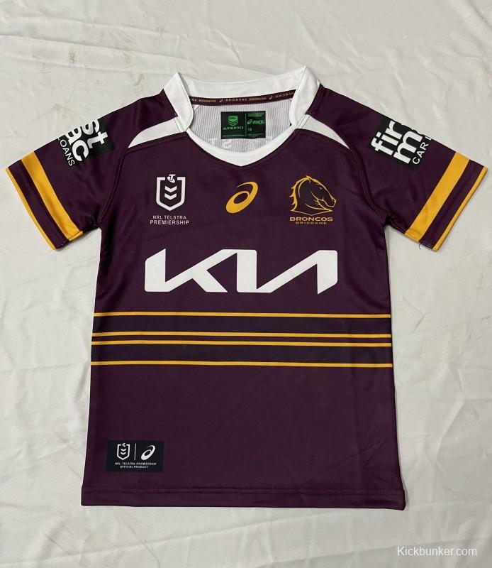 25/26 Kids Brisbane Broncos Maroon with Gold Stripes Jersey