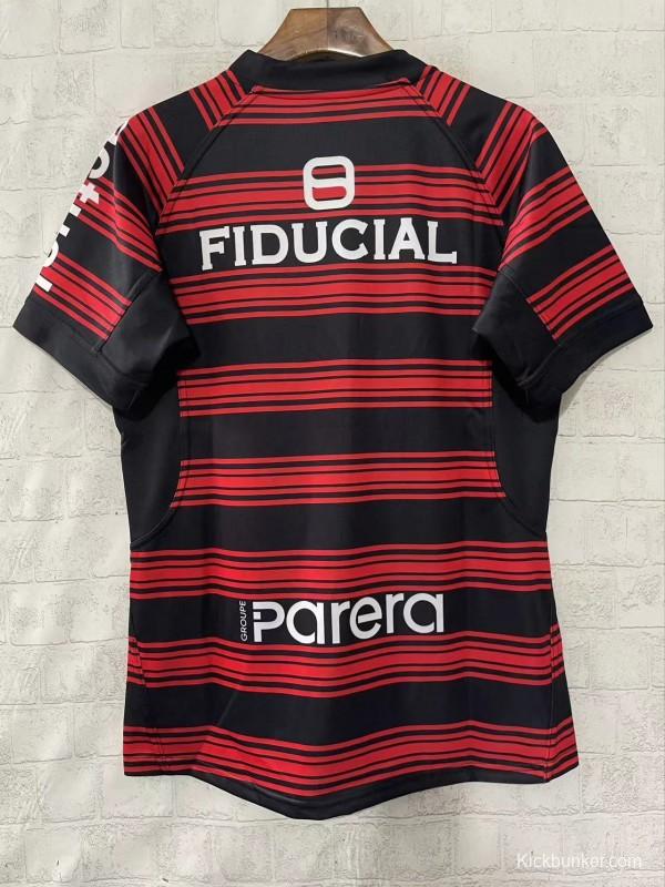 25/26 Stade Toulousain Red and Black Horizontal Stripes Jersey