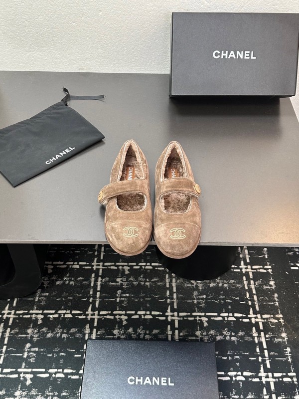 Chanel 2025/SS Autumn Winter New French Mary Jane Shoes Fur Shoes - KFY00300